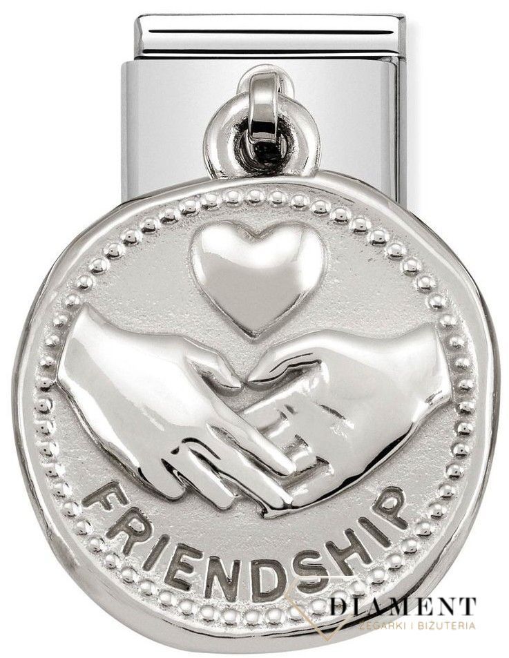 Nomination Link 925 zawieszka srebro 'Splecione dłonie z napisem przyjaźń' 331804 04 biżuteria nomination nomination zawieszki nomination baza.jpg